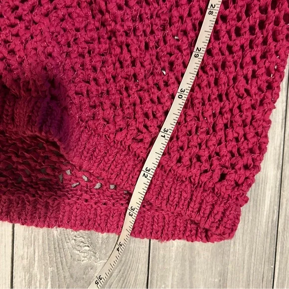 Monday Swim Tuscany Mini Dress Loose Knit Bodycon V Neck Fuchsia Hot Pink S - Picture 4 of 7